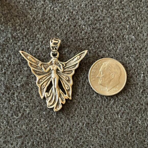 VTG Sterling Silver Art Nouveau Fairy Forklore Pendant  Stamped 925 - Picture 2 of 7